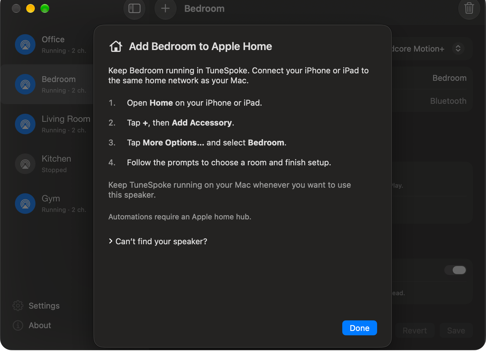 The complete Apple Home setup instructions in TuneSpoke